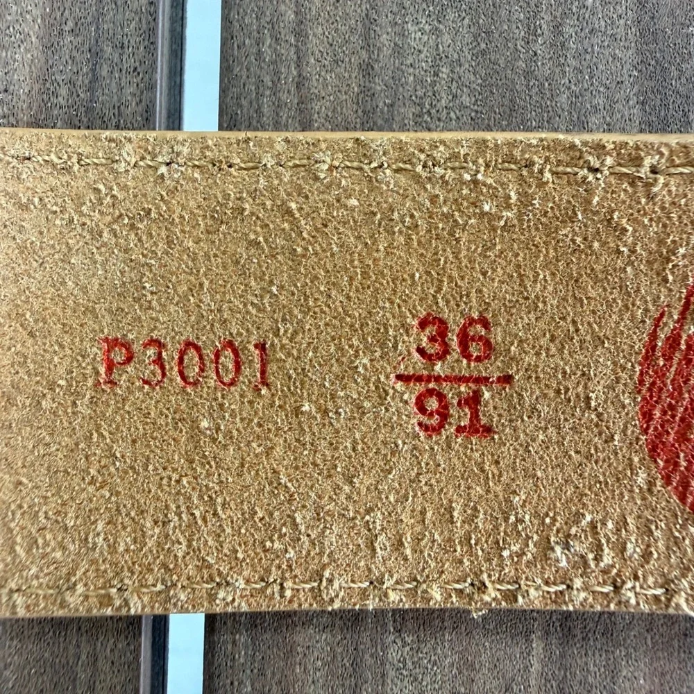 Pepe Jeans London Tan Italian Leather Belt Large PEPE Buckle P3001 Mens 36